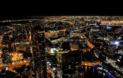 Melbourne at night from a helicopter