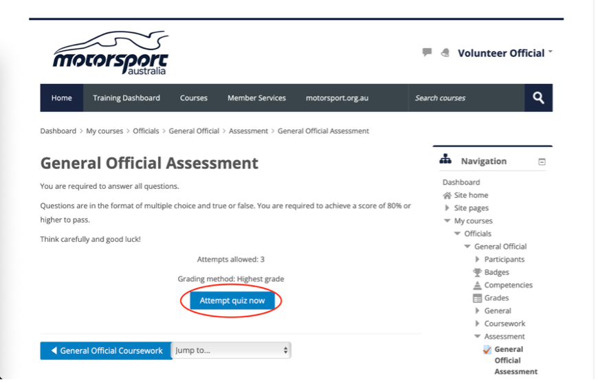 Attempt the assessment