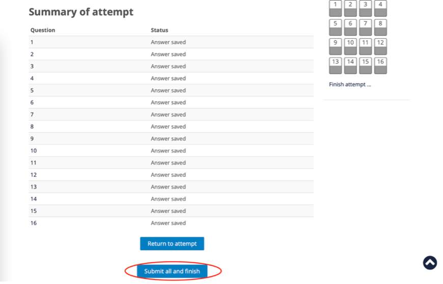 Post assessment page