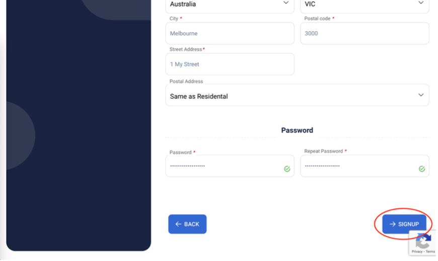 Sign-up form